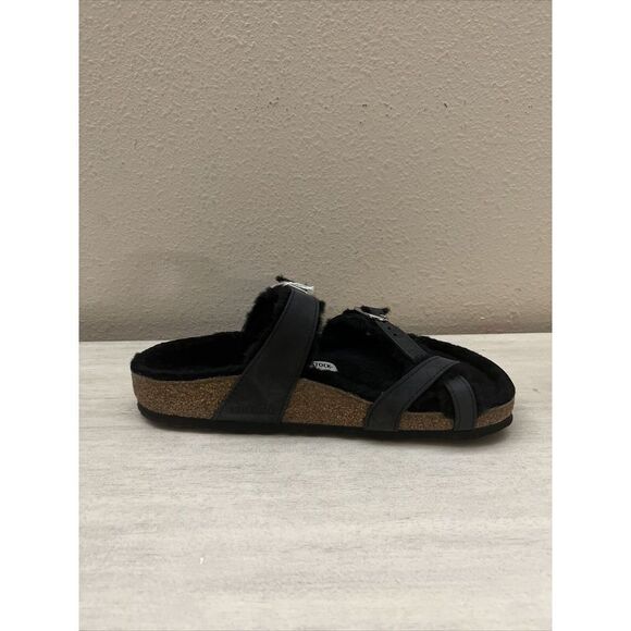 Birkenstock Mayari Shearling Sandals Womens 38 / US 7 Black Buckle Straps - Picture 4 of 12